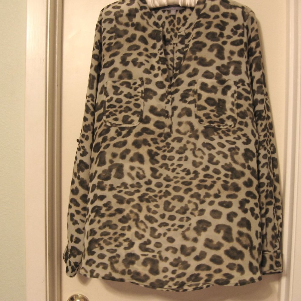 Long Sleeve Leopard Print Blouse